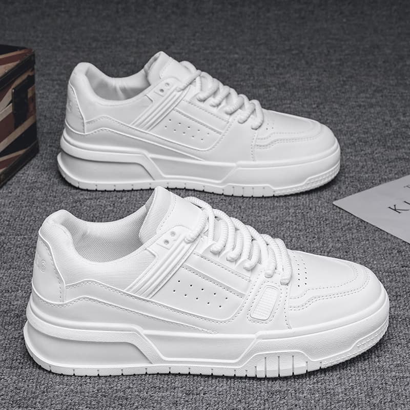 Men's shoes spring and autumn niche design versatile casual pure black sneakers youth sports thick bottom heightening bread shoes