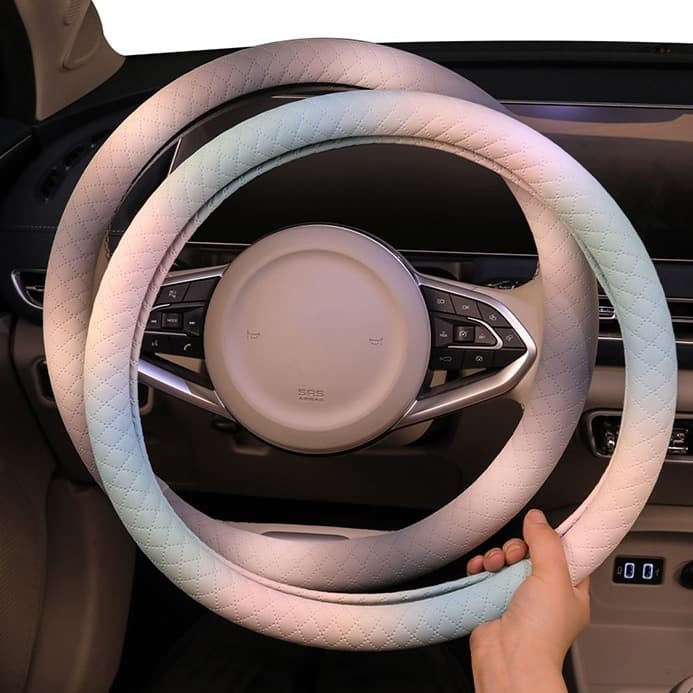Macaron Steering Wheel Colorful Breathable All-Season Universal Artificial Leather Car Interior Handle Cover