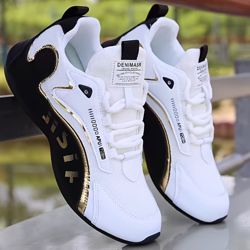 Men's Trendy Sneakers, Comfy Non Slip Lace Up Soft Sole Shoes For Men's Outdoor Activities