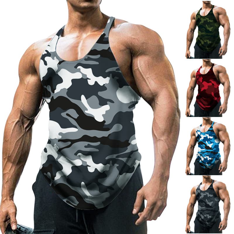 Customized Cross-border Foreign Trade European And American Men's Sleeveless Camouflage Vest Outdoor Sports Fitness Top Men's Clothing