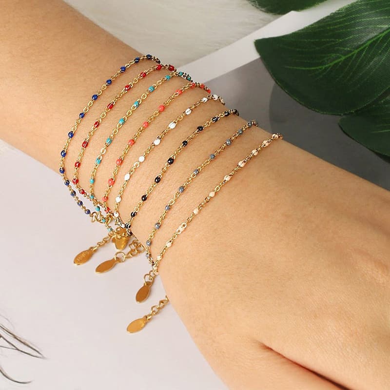 Stainless steel bracelets, 8 colors of Bohemian style simple ladies bracelets