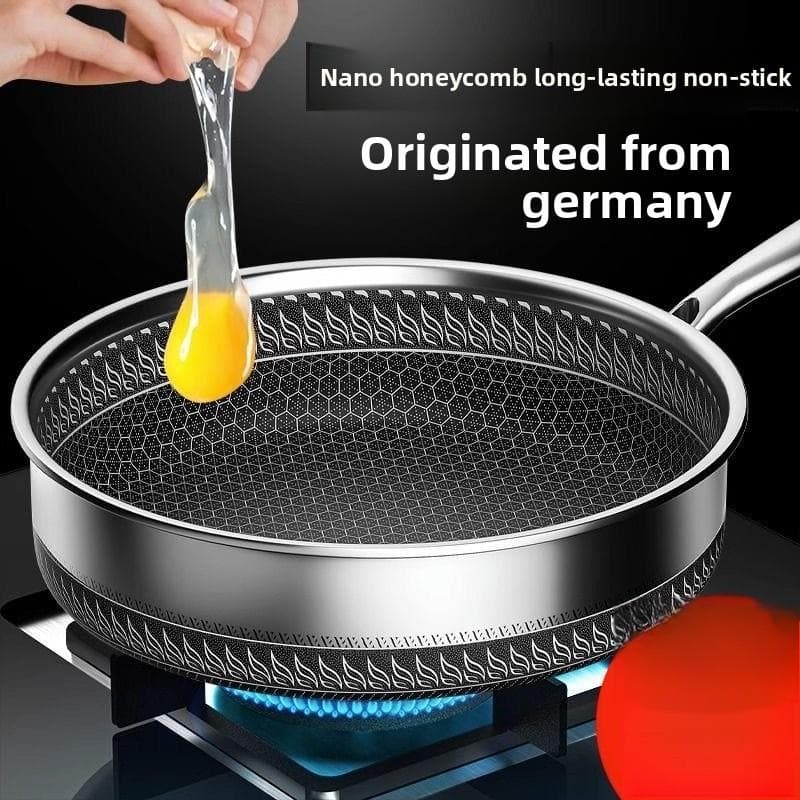 German 316 Stainless Steel Thickened Antibacterial Non-stick Frying Pan Without Coating Compatible With Induction Cooker