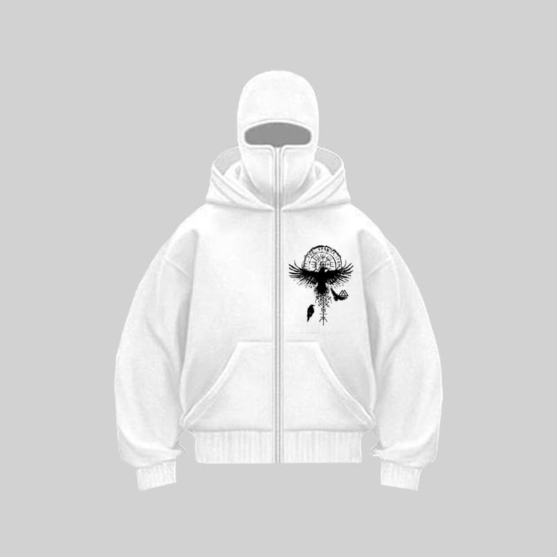 NOKO-Autumn/Winter European And American Style Double Hood Loose Ninja Punk Gothic Cardigan Zipper Hoodies