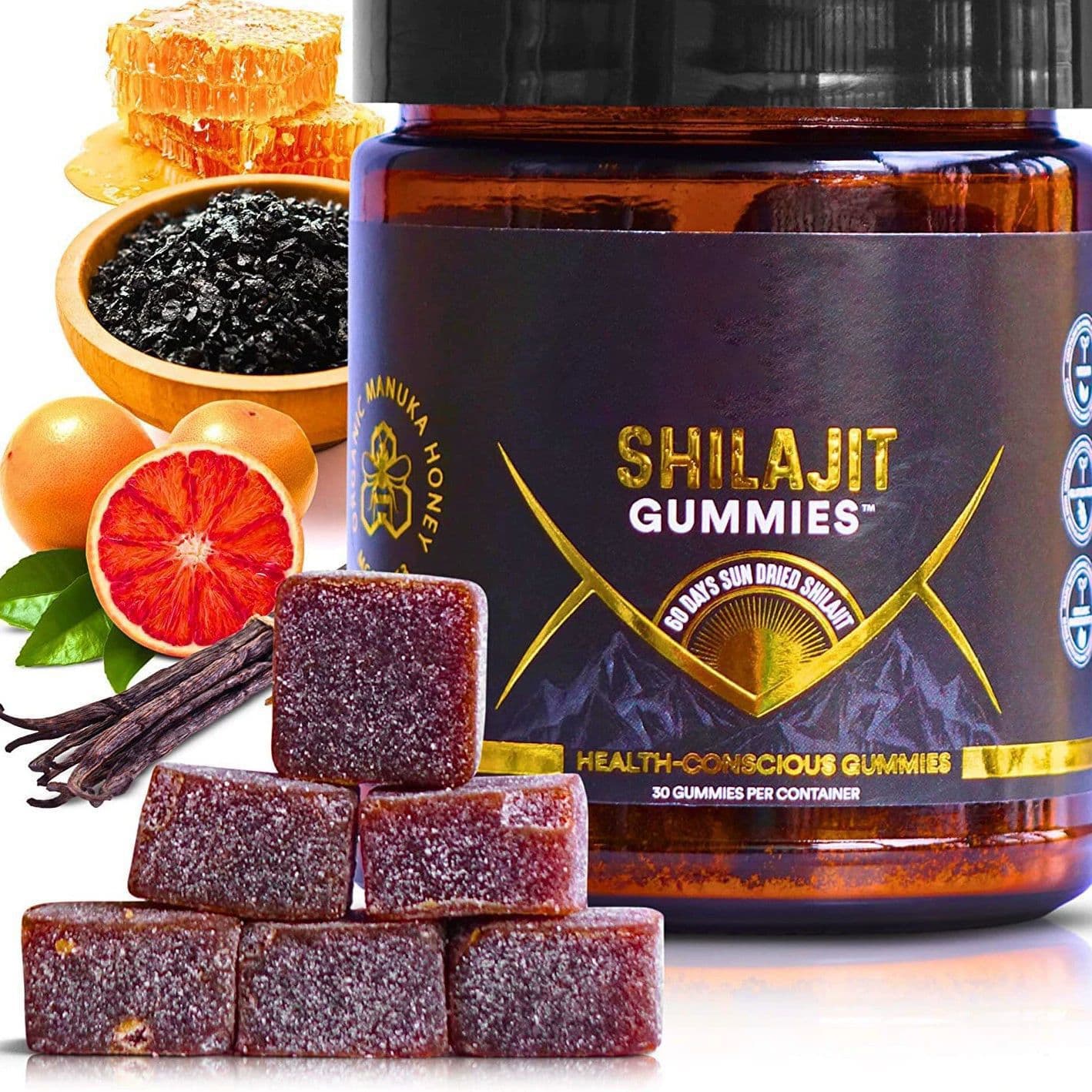 Organic SHILAJIT Candy | Sugar Made From Organic Manuka Honey And Sugar | Natural Fulvic Acid And Malic Acid | For Heart And Brain, Cell Health
