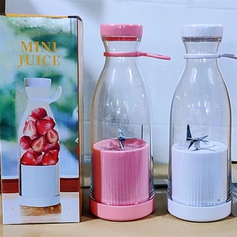 Portable USB Rechargeable Juicer Bottle With 6-Blade & 4-Blade Options - 380ml Travel-Friendly Blender For Smoothies, Shakes & Fresh Juice