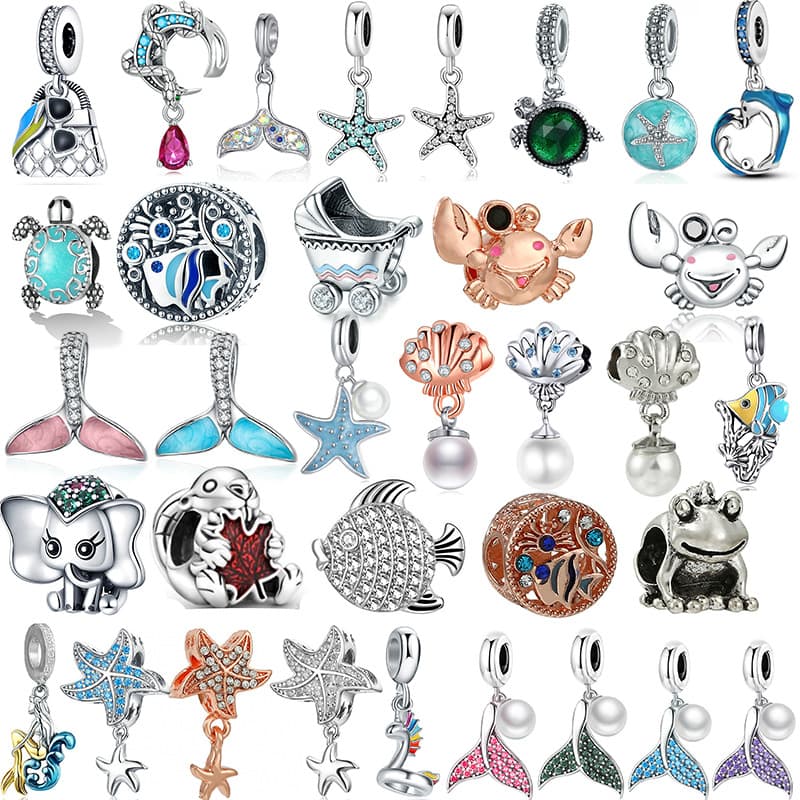 Classic Summer Starfish Shell Turtle Pendant Beaded Bracelet DIY Luxury Jewelry