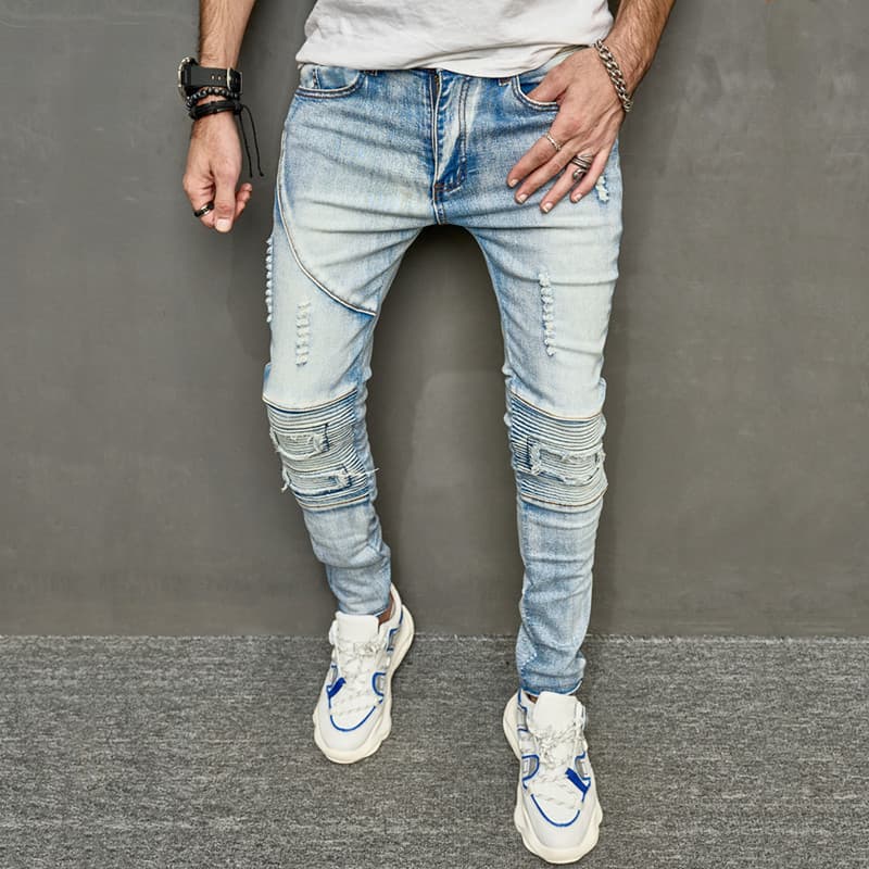 Men's Clothing New Men's Jeans Casual Ripped Slim Fit Slim Fit Stretch Men's Pants