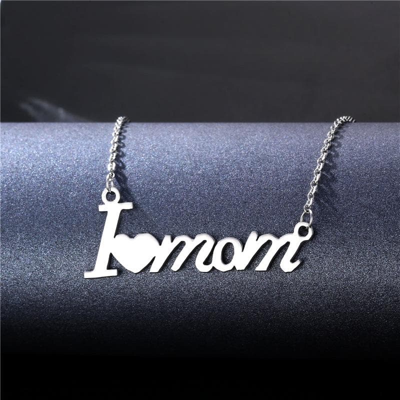 I Love Mama Letter Necklace for Mom New Fashion Stainless Steel Choker Necklace for Women Jewelry Mother's Day Gift