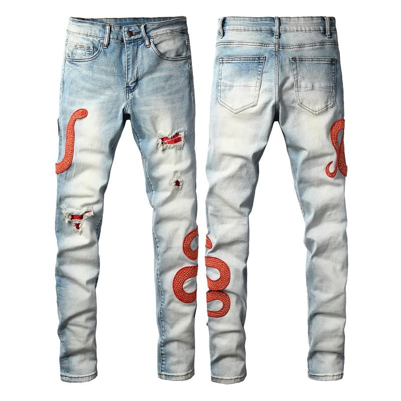 Men's Clothing Embroidered Men's Slim Stretch Men's Pants 1345