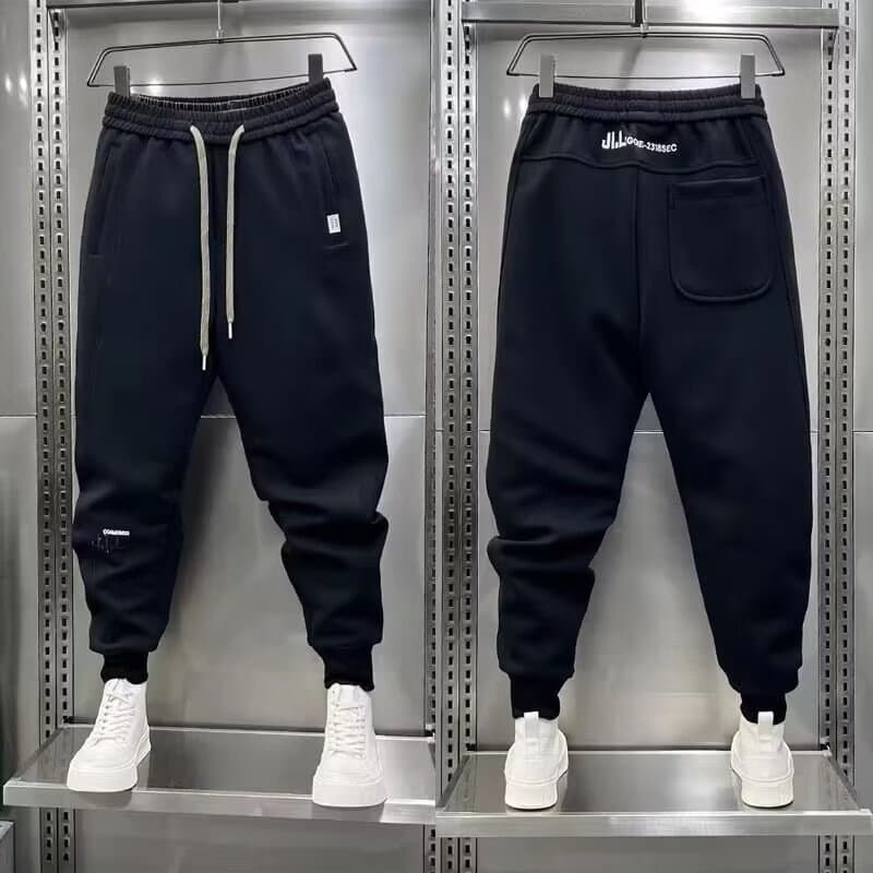 Men's Casual Jogger Pants With Large Pockets - Elastic Cuff Comfortable Polyester Trousers For Streetwear & Lounge