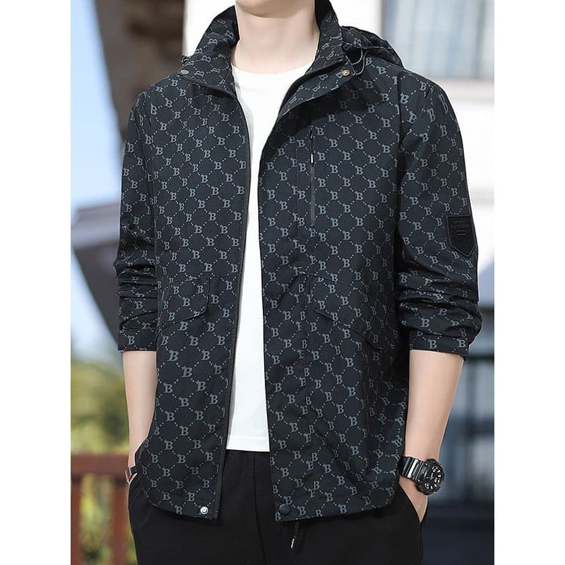 Veste coupe-vent légère à capuche pour homme – Manteau en polyester imperméable pour le printemps et l'automne (S-4XL, noir/rose/blanc/kaki) – Vêtements d'extérieur décontractés