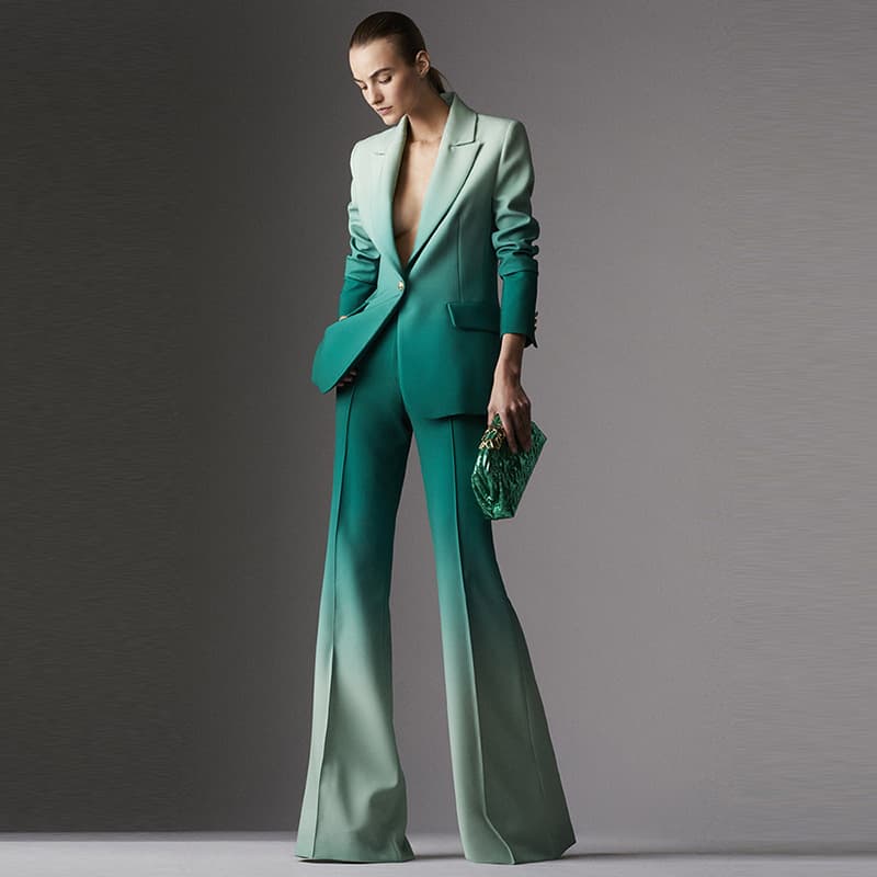 Women's Clothing new star fashion temperament gradient color slim fit suit flared trousers suit two piece suit