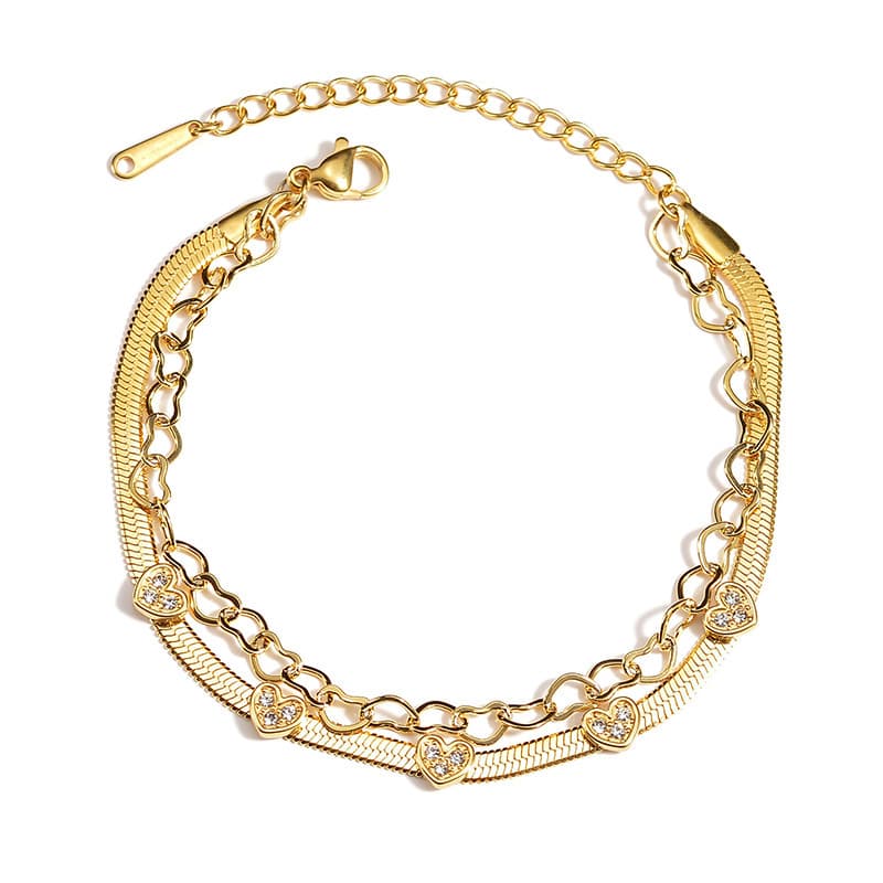 Women's Jewelry 14K Gold Titanium Steel Heart Diamond Bracelet Niche Stainless Steel Girlfriends Bracelet Jewelry