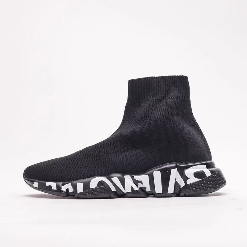 Chaussette Chaussures Hommes Femmes Graffiti Blanc Noir Rouge Beige Rose Semelle Transparente À Lacets Jaune Fluo Chaussettes Speed Runner Baskets P
