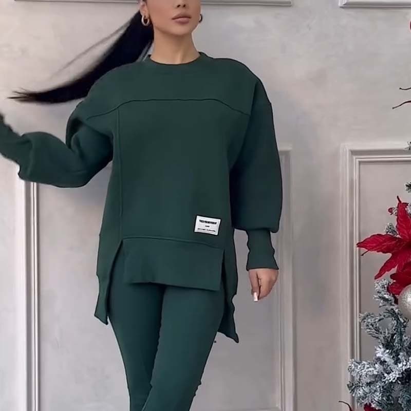 Women's Clothing Autumn and Winter New Women's Clothing Casual Tight Trousers Loose Sweater Suit Two piece Set