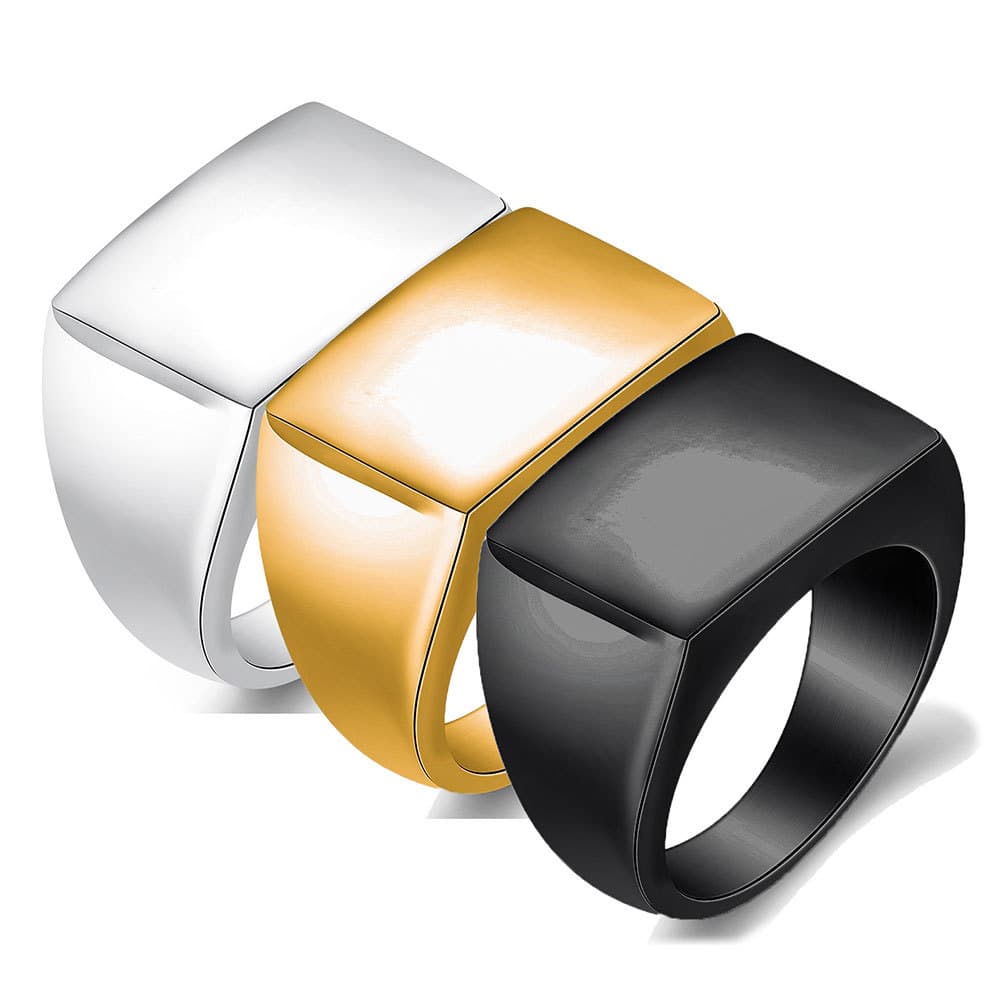 Women's Jewelry Fashion Simple Glossy 18MM Rectangular Titanium Steel Stainless Steel Ring Can Be Laser Logo