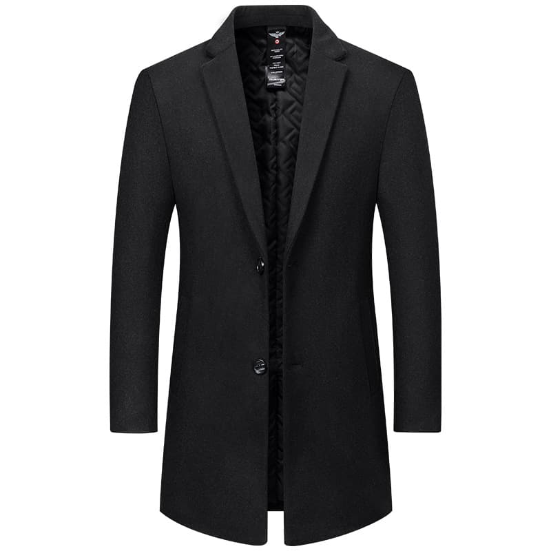 ​​Men's Wool Blend Overcoat - Mid-Length Single-Breasted Peacoat For Business Casual & Winter Wear​​