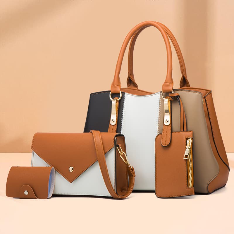 2023 New Fashion Contrast Color Women's Bag Women's Handbag One Shoulder Crossbody Bag Mother Bag Four Piece Women's Bag