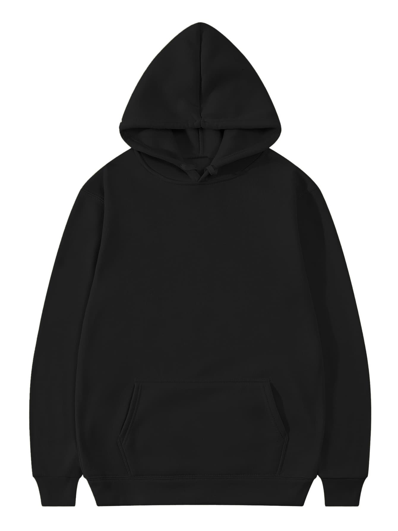 Men's and women's autumn and winter plus fleece hoodie casual loose hoodie solid color bottom plate hoodie