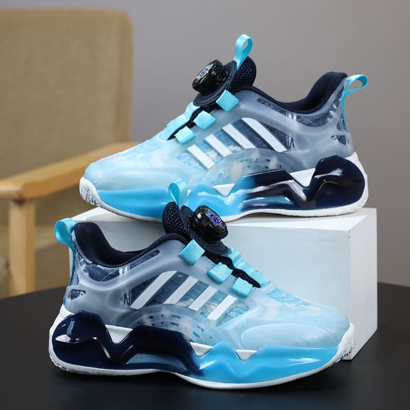 Boys' Shoes 2023 Spring And Autumn New Mesh Breathable White Rotating Buckle Children's Sports Shoes Girls' Running