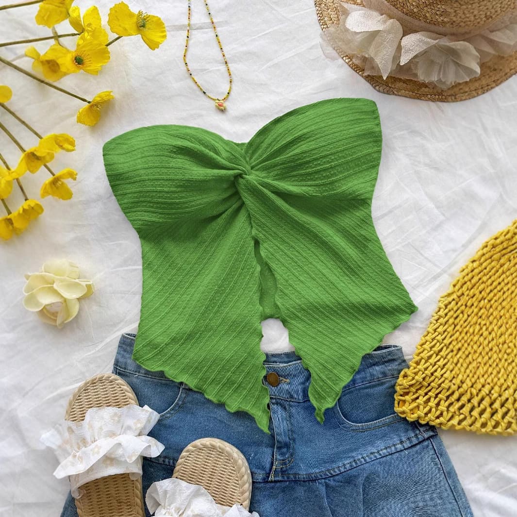 Women's Clothing Tube Top Pure Desire Butterfly Design Navel Baring Sexy Hot Girl Solid Color Women's Vest