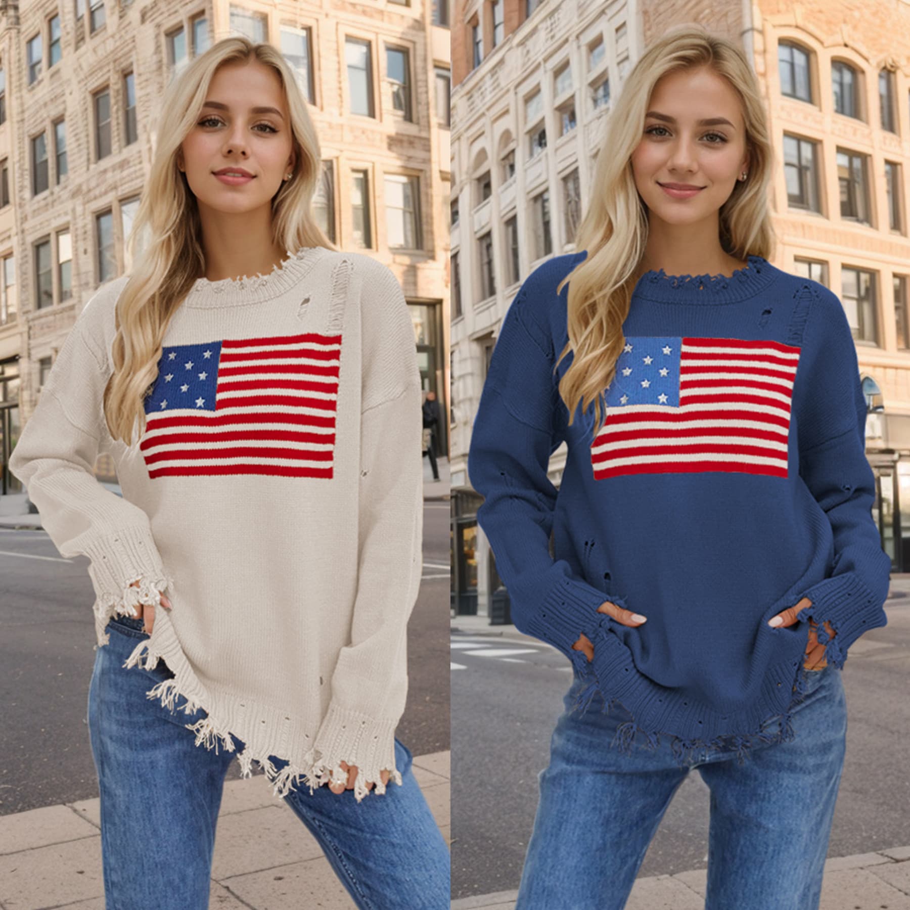 Women's Clothing Round Neck Flag Fashion Sweater