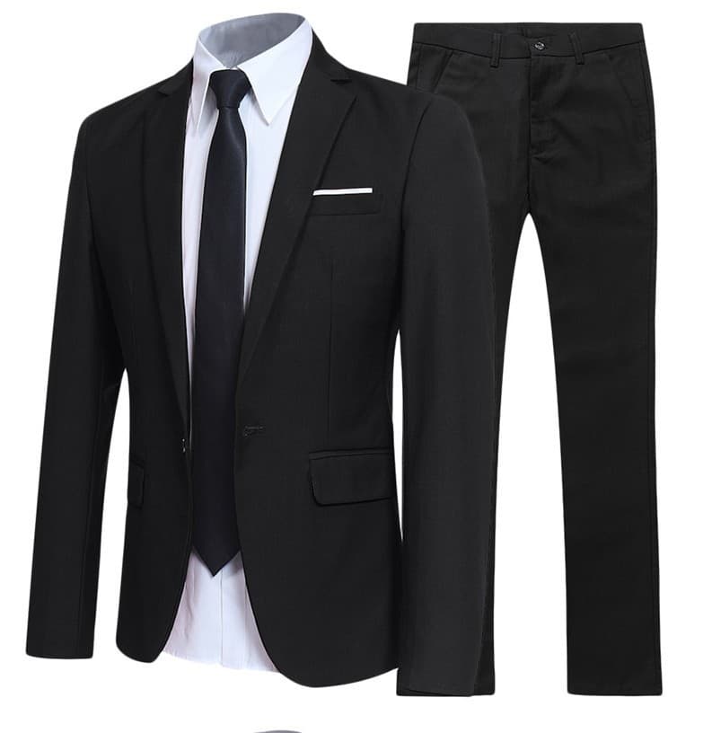 Men's Clothing Four Seasons New Business Professional Formal Suit Groom And Best Man Solid Color Two Piece Suit