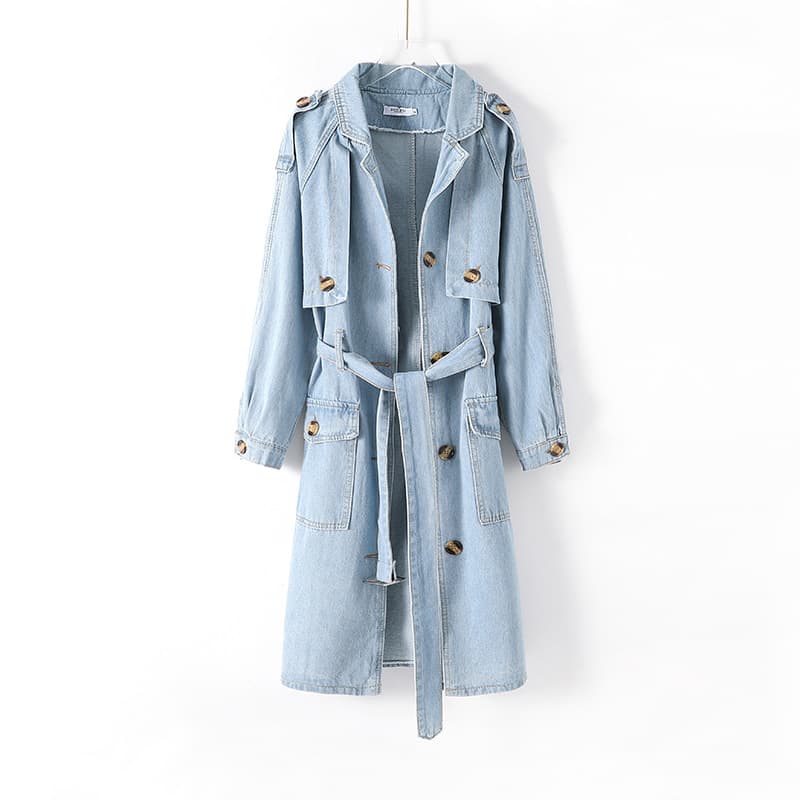 Women's Clothing Long Denim Windbreaker