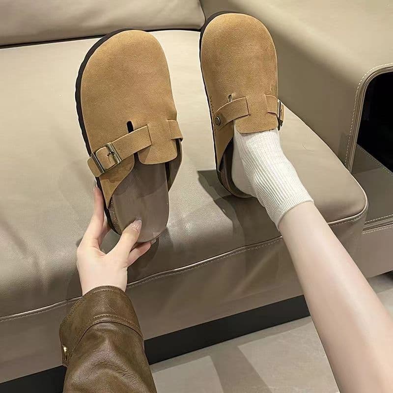 Sandales à enfiler polyvalentes pour femmes, style coréen, bout fermé, idéales avec un manteau d'extérieur