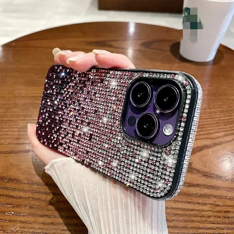 Luxury Gothic Bling Glitter Full Shinny Diamond Bumper Frame Case For IPhone 16 11 12 13 14 15 Pro Max Plus XS XR Protect Cover