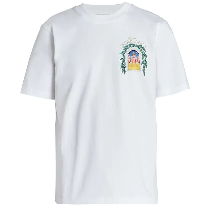 Nouveau T-shirt tendance à manches courtes unisexe ample et polyvalent Casablanca Starry Castle 23ss