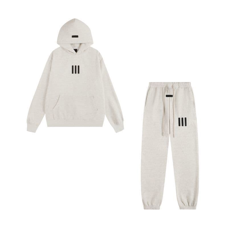 Sweat-shirt ample à double ligne FOG ESSENTIALS Saison 8 avec lettres floquées au dos, en éponge à capuche