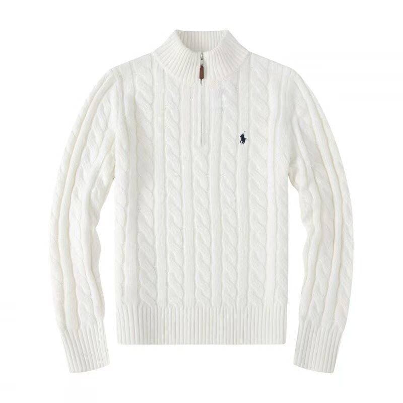 Pull en maille à demi-zip Little Horse, style américain décontracté, chaud et tendance, automne/hiver.