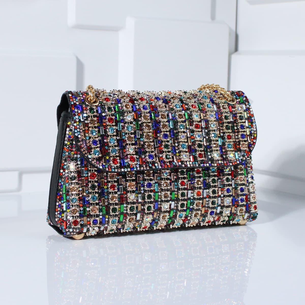 Celebrity Fashion Crossbody Dinner Bag Diamond-encrusted Hand Bag Delicate Senior Sense Square Women's Hand Bag