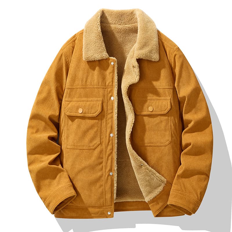 ​​Men's Corduroy Jacket With Fleece Lining - Warm Winter Coat For Men, Slim Fit Casual Outerwear, Comfortable & Stylish (Black, Army Green, )​​