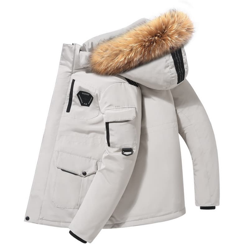 Men's Clothing Winter Down Jacket With Detachable Hood Windproof & Thermal Insulated, 600 Fill Power Duck Down Coat For Extreme Cold Loose Fit Pockets