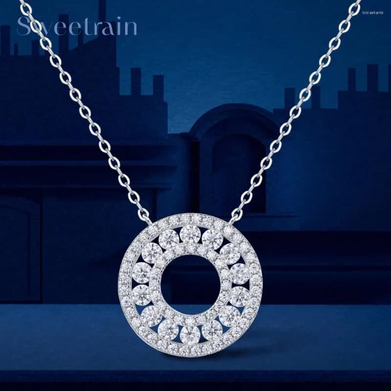 Chains Full Moissanite Pendant Necklace Sterling Sier Gold Plated Diamond Clavicle Chain For Women Wedding Jewelry