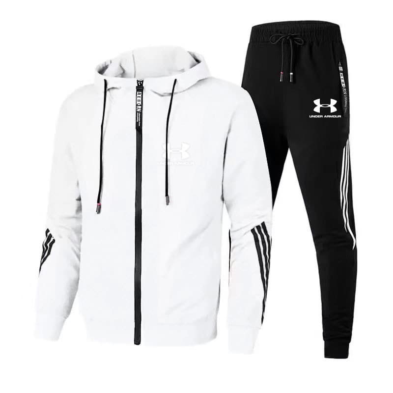 2023 printemps et automne hommes loisirs sport ensemble trois barres à capuche fermeture éclair pull pantalon à la mode ensemble de sport