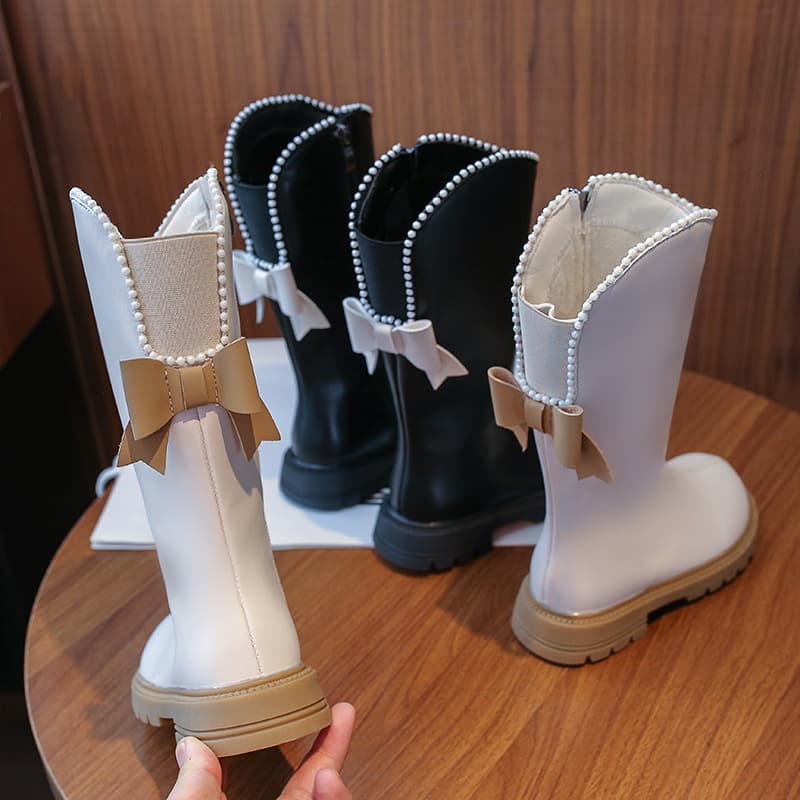Kids Shoes Girls shoes children's long boots 2024 autumn and winter new winter long warm leather boots princess stylish all match boots