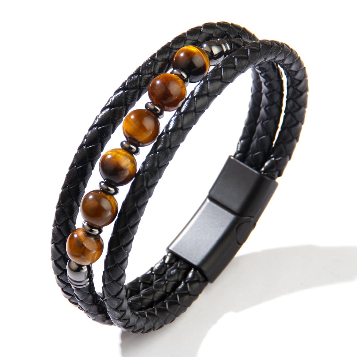 Men's Jewelry Bracelet Personality Versatile Multi Layer Braided Leather PU Leather Bracelet Men's Colorful Bead Bracelet