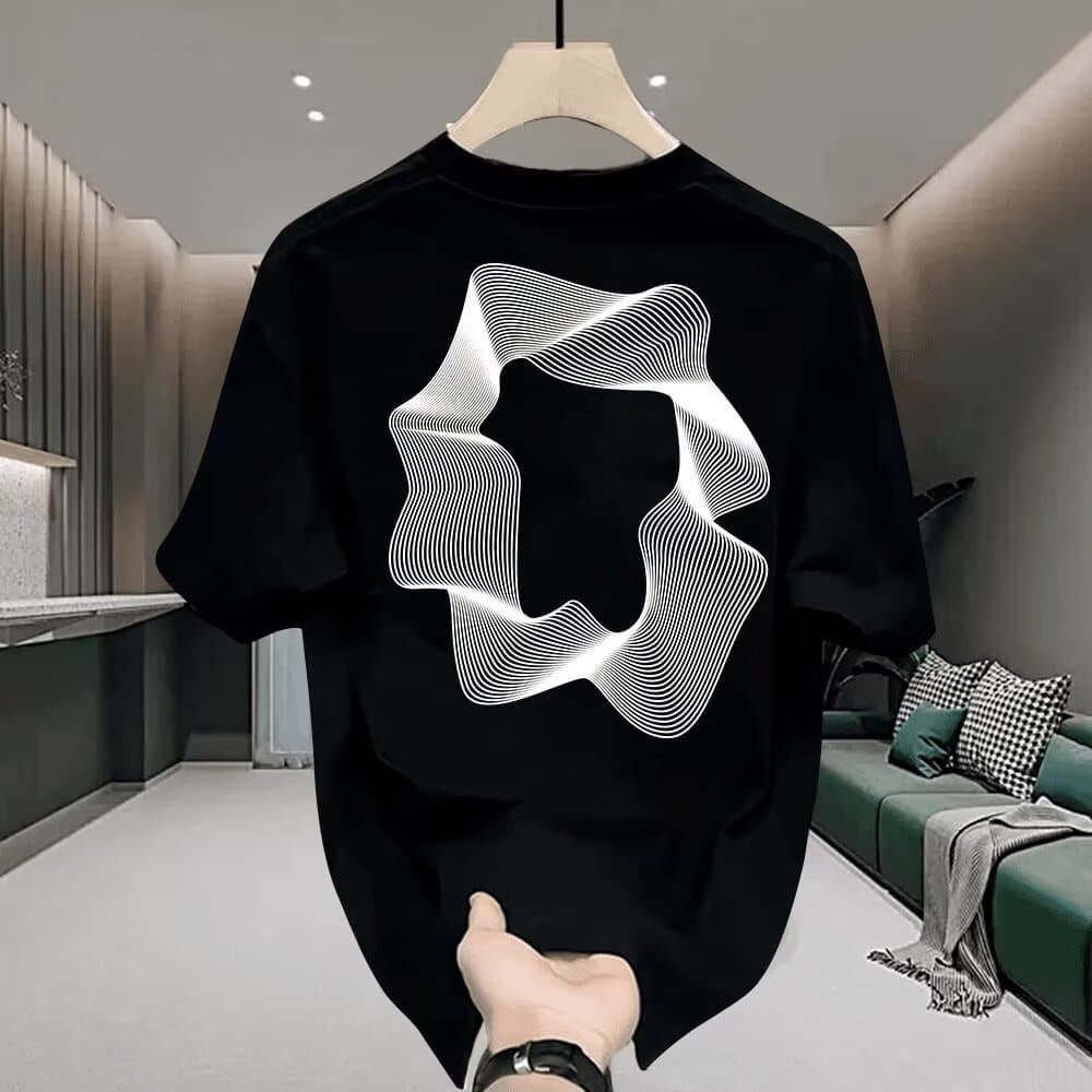 Men's Clothing Summer New Style Handsome Trendy Printing Loose Casual Heavy Short Sleeved T Shirt