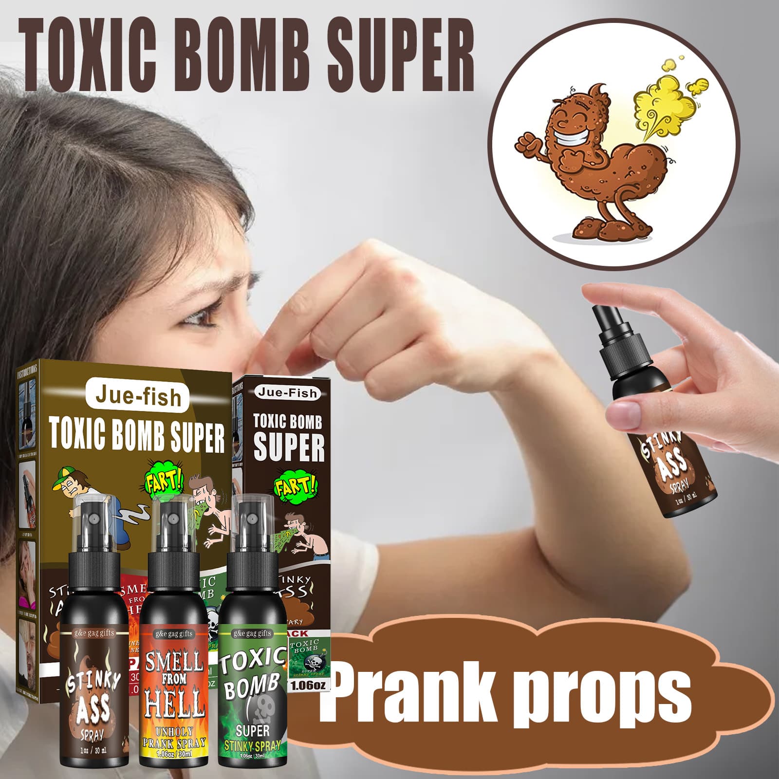 Jue Fish spray toy spoof stink fun shit hell bomb