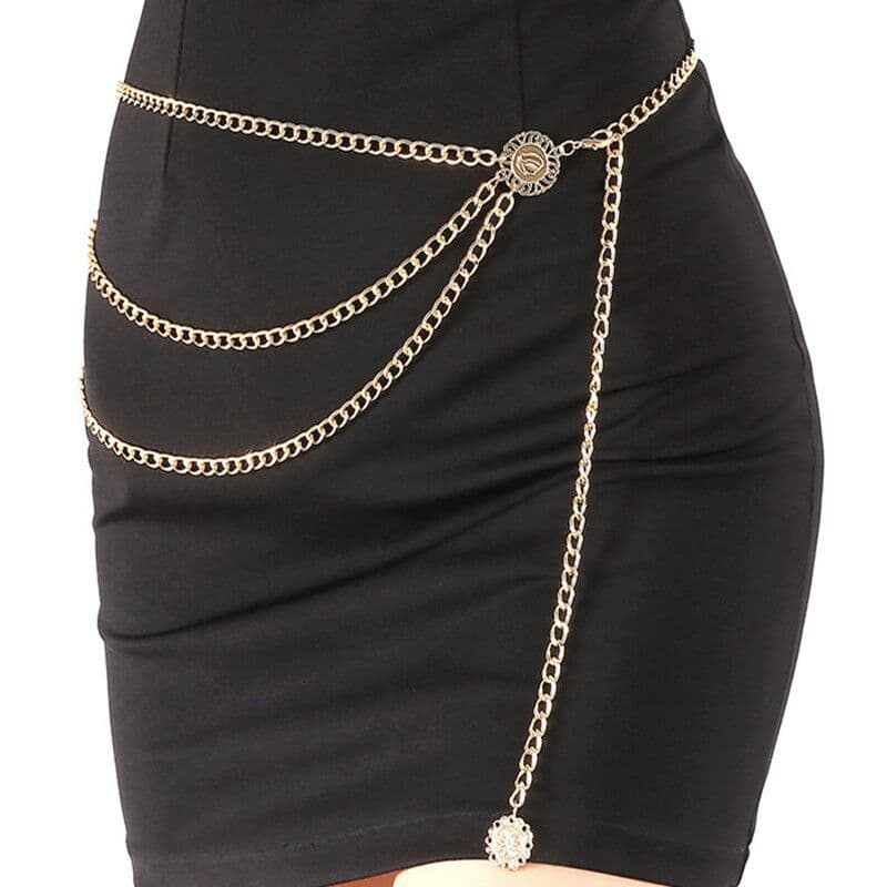 Women's Jewelry Fashion Metal Moon Waist Chain Female Hip Hop Punk Love Body Chain Belt Accessories