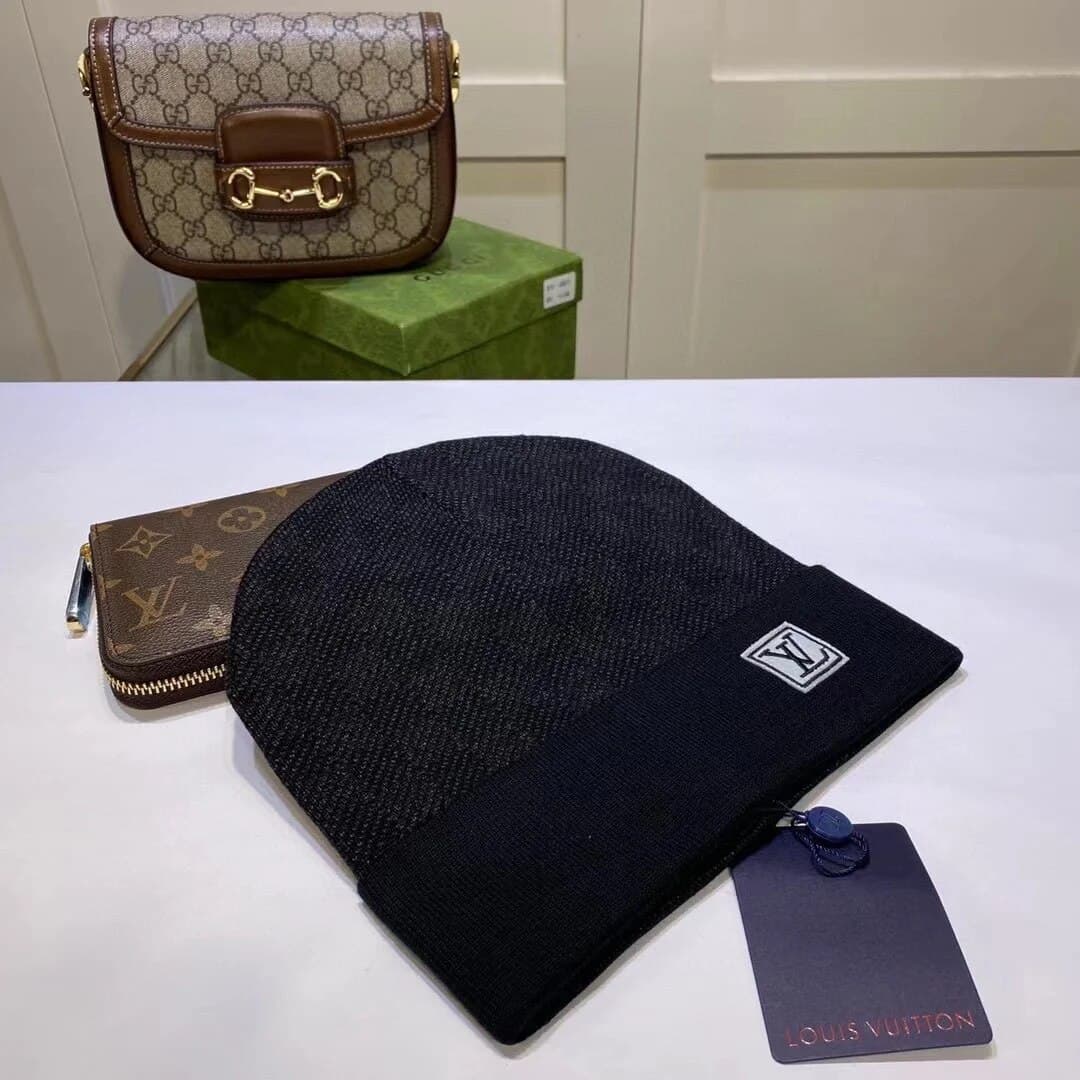 Élastique Louisv unisexe 5 couleurs hiver automne épais chapeau usine vente directe fil court chaud bonnets chapeau couleur unie hip hop chapeau d