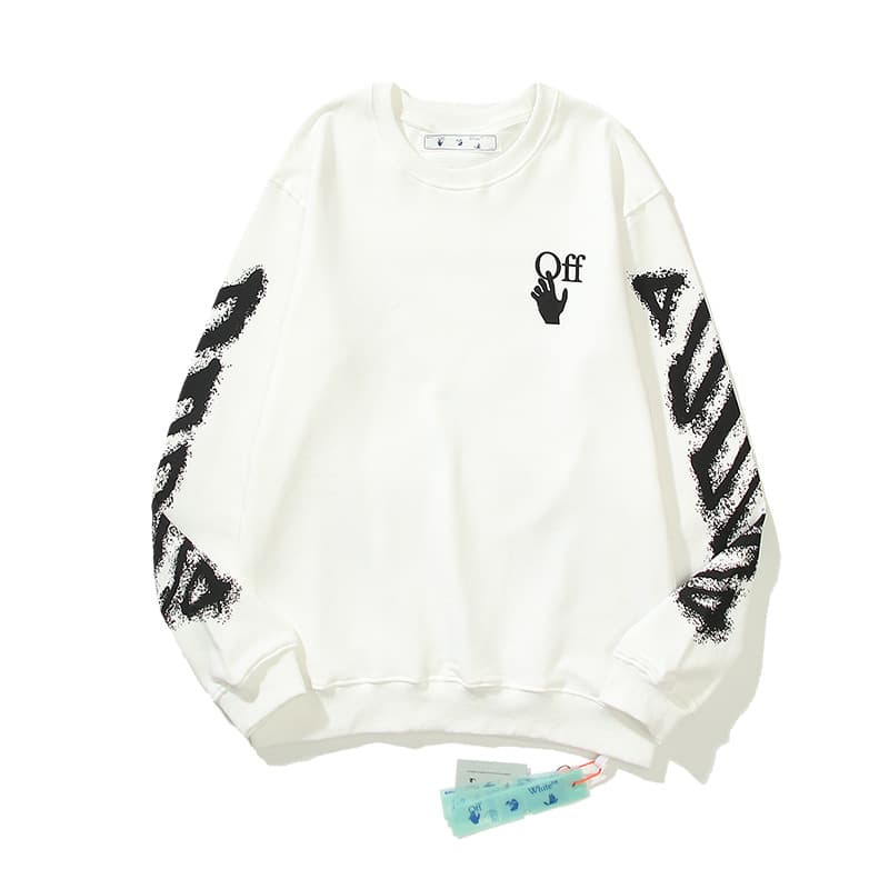 Chaopai High Street Fashion OW OFF Graffiti Creux Flèche Col Rond Pull Unisexe Bas Décontracté