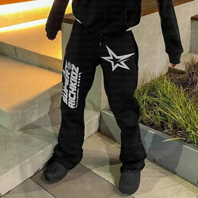 Sweat à capuche imprimé étoiles pour hommes et femmes, style hip-hop européen et américain, veste ample