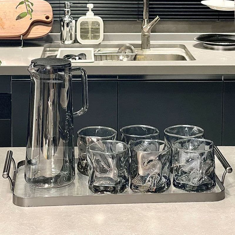 Nordic Style Temperature Resistant Cold Pitcher Borosilicate Drinking Cup Household Water Set Large Capacity High