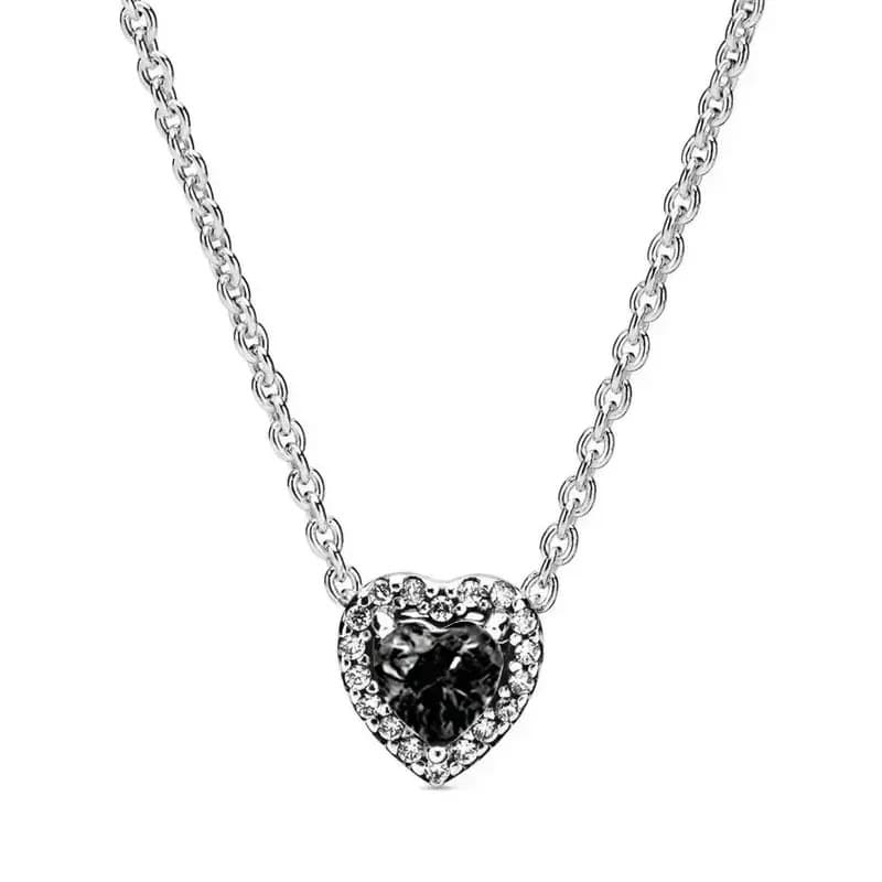 Collier en forme de cœur en argent S925 plaqué cuivre blanc de la série Love