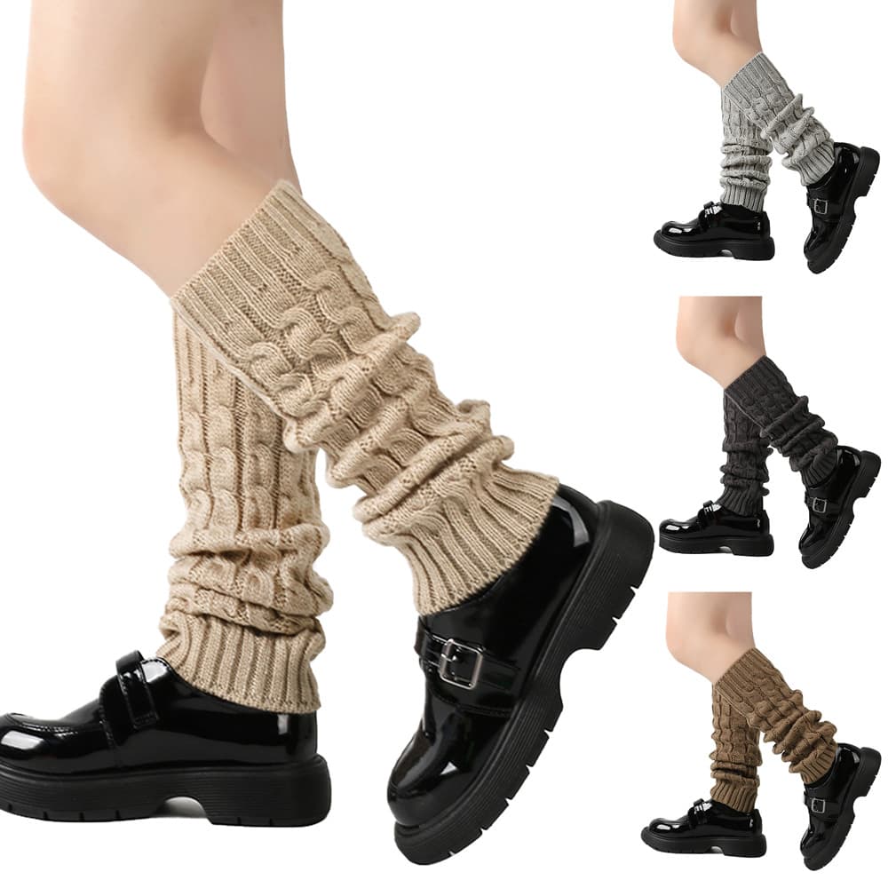 Unisex Twisted leg warmers knitted wool leg warmers for women's warm pile socks pigeonhole wool leg warmers boot covers