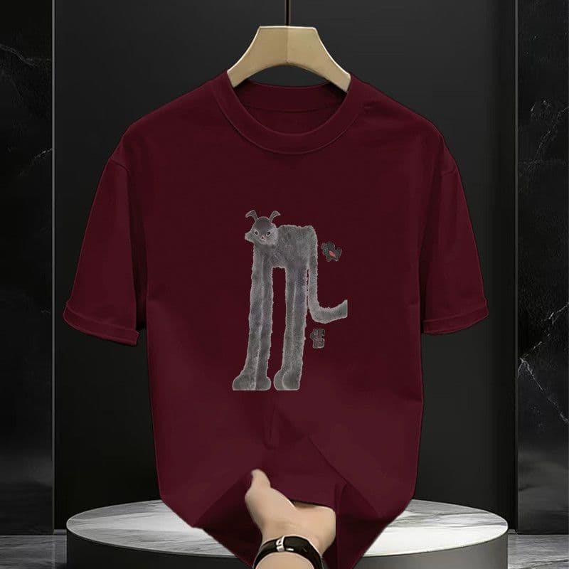T-shirt Personalized Creative Printing High Quality Loose Short Sleeve Large Size Men's 2025 Summer Fashion Trend Ins Top